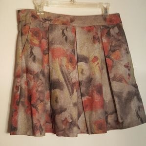 Rhyme Los Angeles GrayRed floral pleat mini skirt